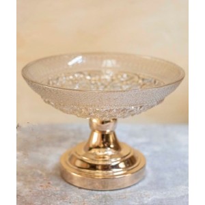 CENTRO DE MESA AV137 DETALHADO EM VIDRO AMBAR C/ PE A17XL25CM