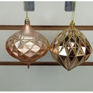 BOLA AB420 NATALINA C/2 ROSE C/ GLITTER DOURADO FORM. BALÃO A10CM