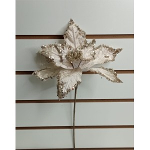 FL BICO AN535 DE PAPAGAIO NATALINO DOURADO C/ LANTEJOULAS A50XL25CM