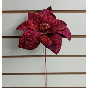 FL BICO AN528 DE PAPAGAIO NATALINO VERMELHO C/ GLITTER A45XL18CM