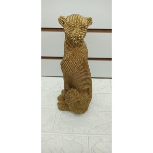  ESCULTURA DEC01912 PANTERA PEQUENA EM POLIRESINA DOURADA A30XL11CM
