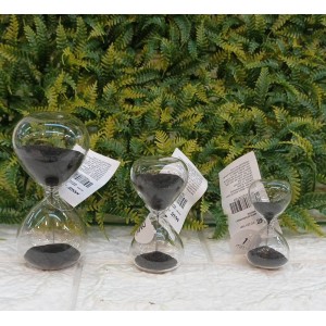 KIT 18739 AMPULHETAS DE VIDRO C/3PÇS G P A6,5CM  M A8CM  G A12CM