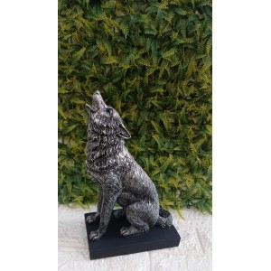 ESCULTURA 17454 LOBO EM POLIRRESINA A29CM