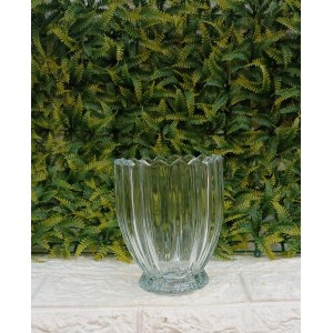 VASO CH1128GCL EM VIDRO TRANSPARENTE C/ BORDA ONDULADA A13XL10CM