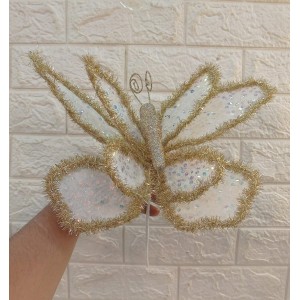 ENFEITE BN376 DE BORBOLETA CHAMPAGNE A37CM