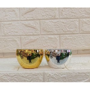 VASO 41643 KIT C/3PÇS PRATA/DOURADO  P A6XL6,5CM  M A7,5XL9CM  G A8,5XL11CM