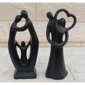 ENFEITE MCMC-36A/MCMC-36F CASAL DE PORCELANA PRETO A17CM