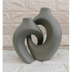 VASO 832-52 DUPLA ENTRELACADOS CIMENTO FOSCO A27XL4,5CM