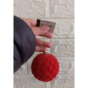 BOLA SD3437 CAMURCA VERMELHA C/BORDAS DOURADAS 8CM