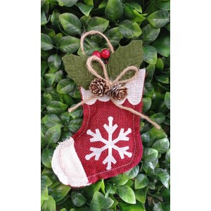 PENDENTE WF887 BOTA FLOCOS DE NEVE/PINHA A17CM