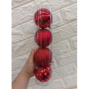 BOLA NBOLTB8V MISTA DECORATIVA VERMELHA C/4 PCS 8CM