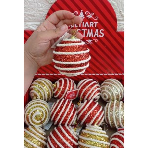 BOLA NBOL8V43 DECORATIVA NATALINA VERMELHA 8CM