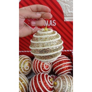 BOLA NBOL10V43 DECORATIVA NATALINA VERMELHA/DOURADA 10CM