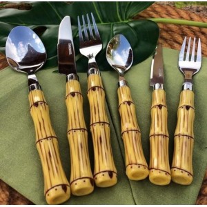 JG FAQUEIRO 3794 C/ 42 PEÇAS EM AÇO INOX C/ CABO DE PLASTICO BAMBU A25XL38CM